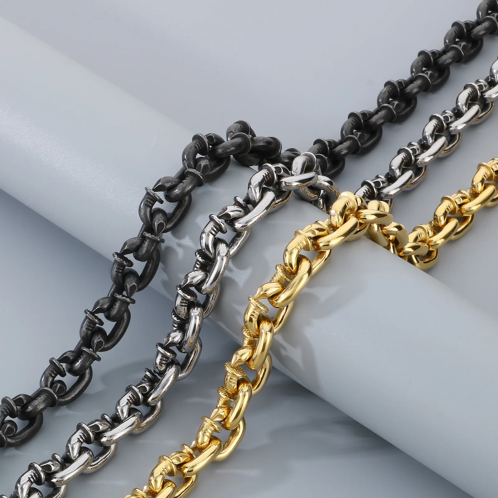 Nail Bracelets & Necklaces Multi-loop Chain Fine Pattern Button Euro-American Trend - Stainless Steel Bracelets and Necklaces