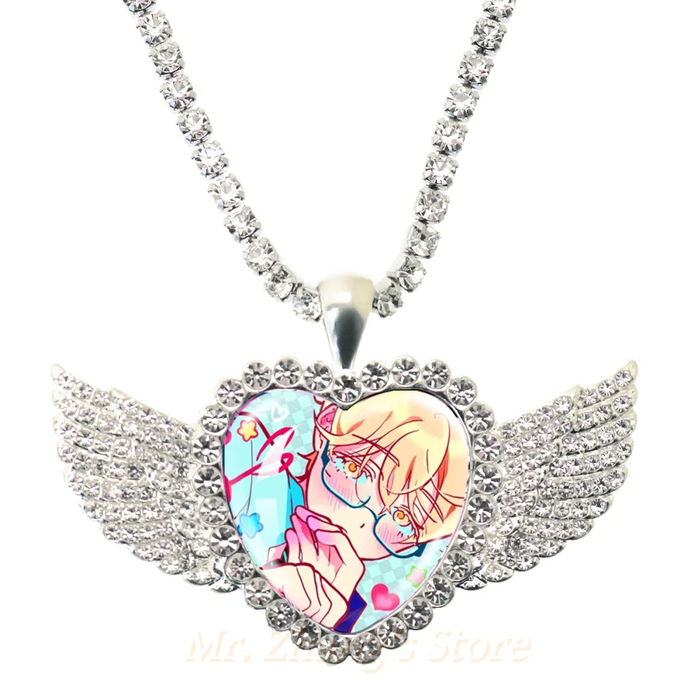 Anime Alien Stage Music MV 25MM Angel Wings Glass Dome Rhinestone Pendant Necklace Glass Cabochon Alien Stage Jewelry for Women view 4
