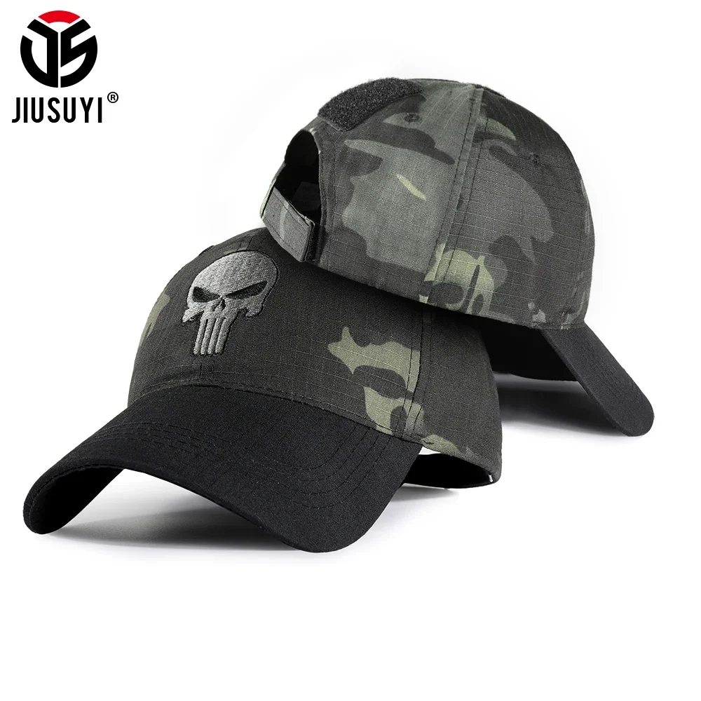 Camouflage Tactical Baseball Cap Combat Hunting Shooting Fishing Skull Trucker Hat Adjustable Snapback Sun Hats Summer Men Women