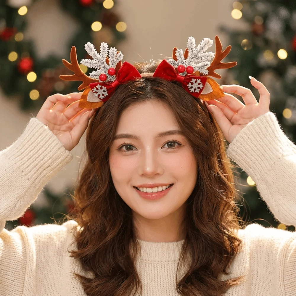 Reindeer Antlers Headband - Prosta, czerwona, welurowa opaska do włosów