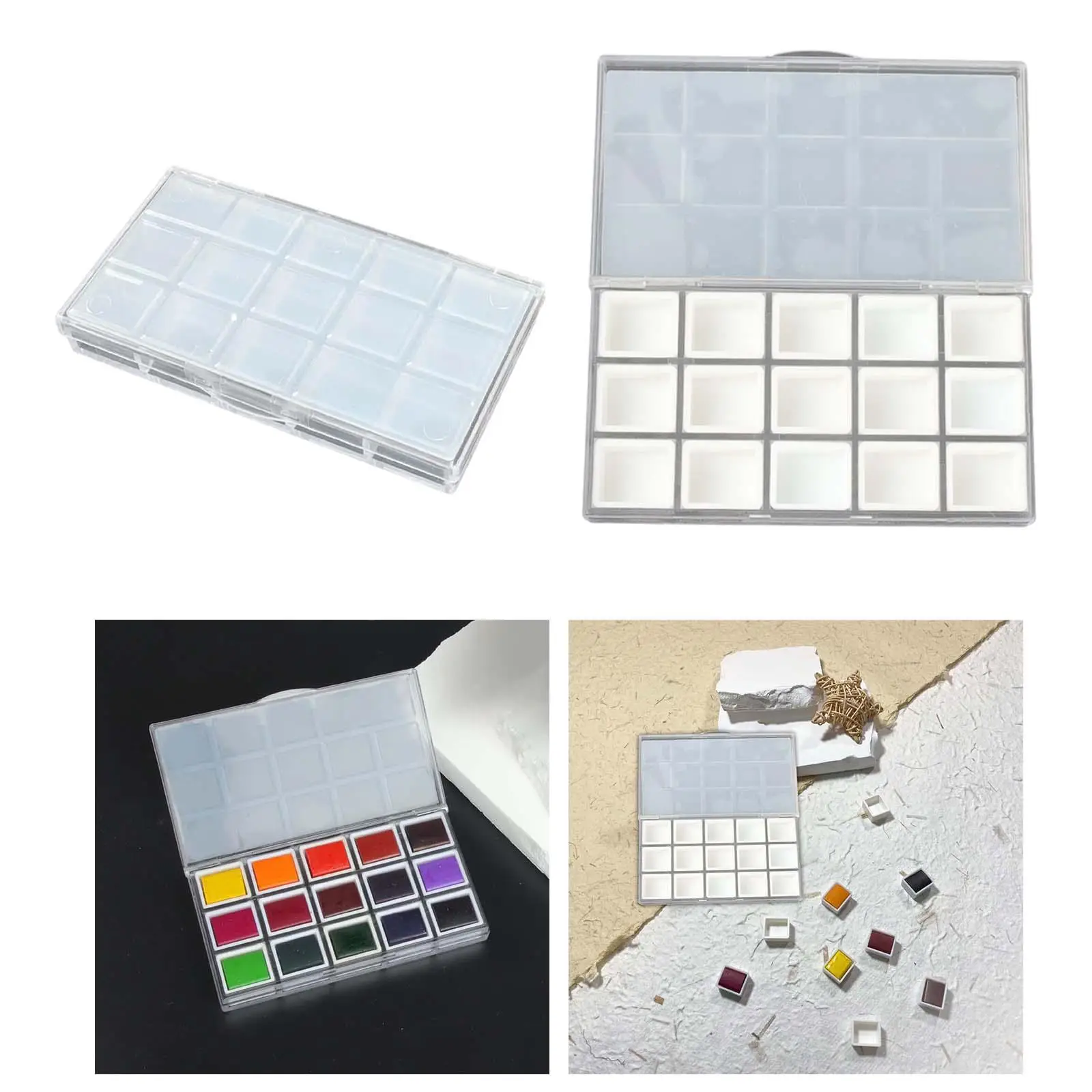 Watercolor Wet Palette Paint Tray 15 Holes Keep Wet Paint Fresh Painting Accessories Paint Case Paint Pallet for Model Paint