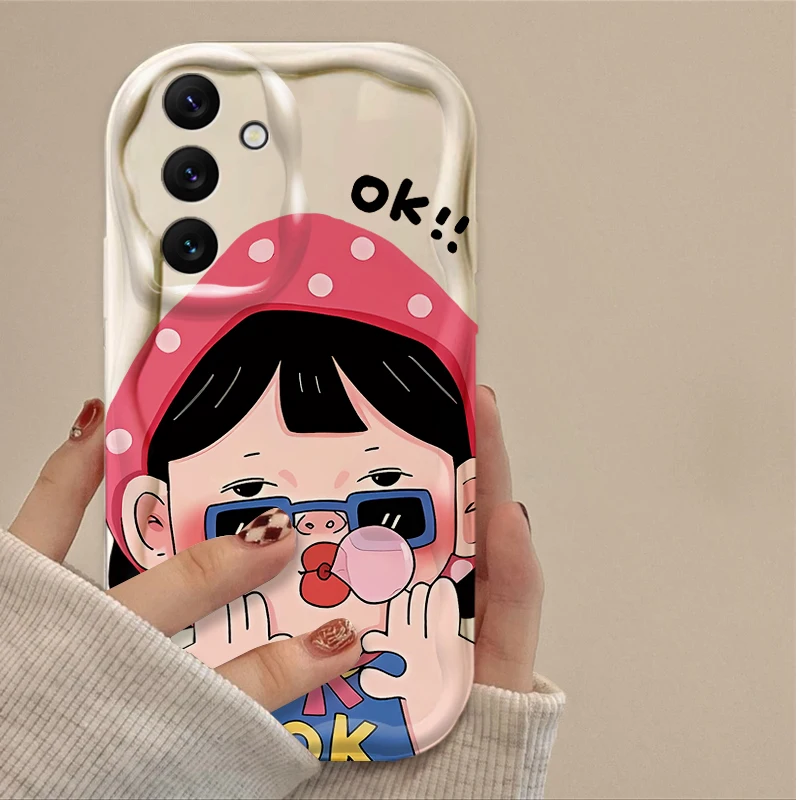 Funny Boy Cute Girl Wave Soft Phone Case for Samsung Galaxy A16 A06 A55 A35 A25 A15 A05 A05S A54 A34 A24 A14 A73 A53 A33 A23