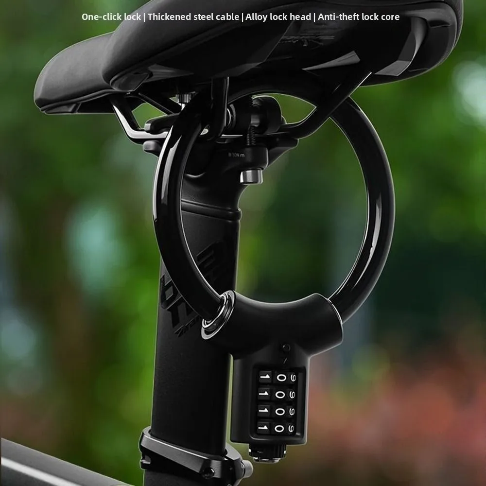 4 Digit Combination Bike Cable Lock Steel Cable Anti Theft Bicycle Combination Lock Water-proof Portable Ring Lock MTB