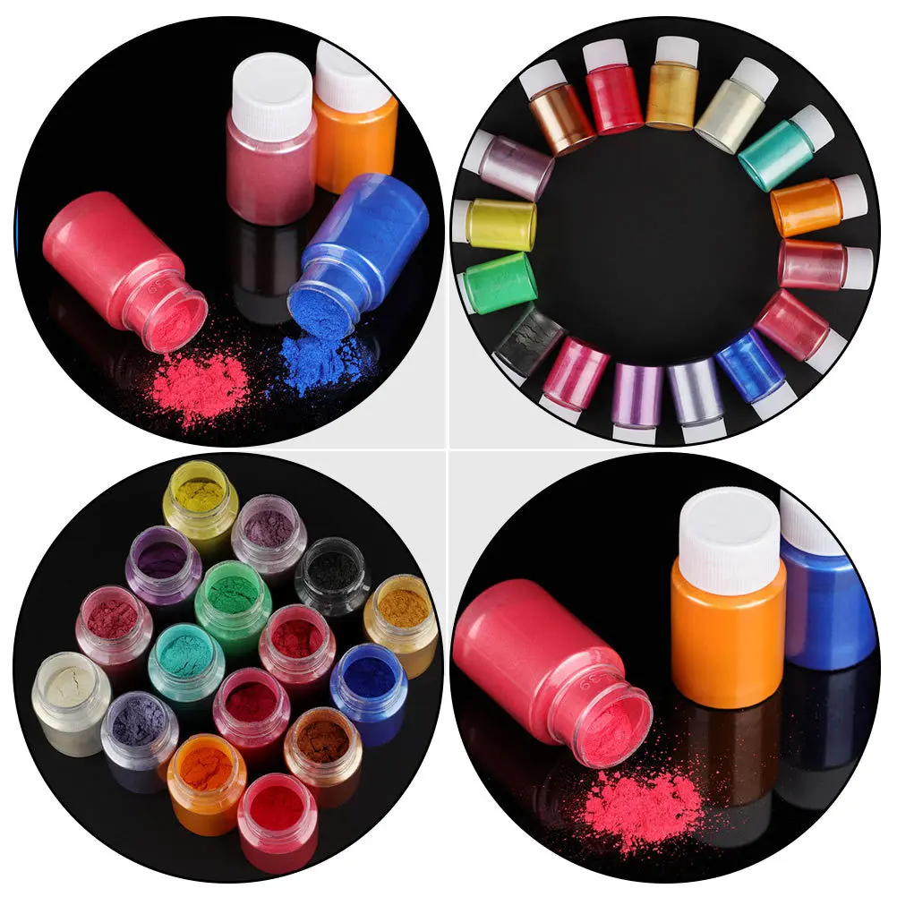

16 Color Pearlescent Pigment Powder Shimmer Mica Dye For Nail Art Epoxy Resin Diy Craft Soap Making Bath