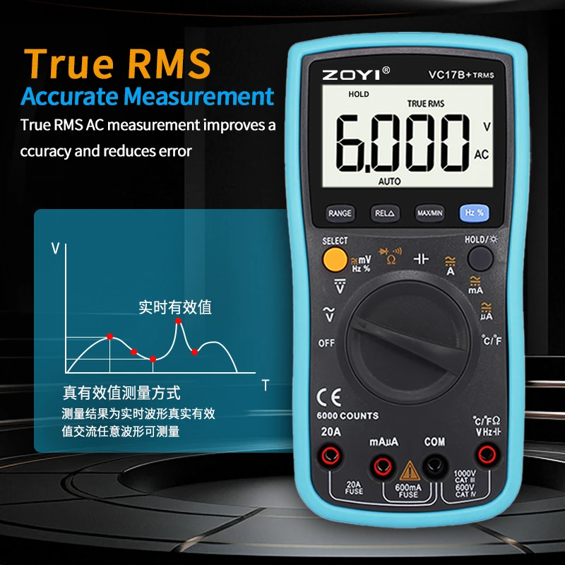 

ZOYI 17B Electrician Digital Multimeter High-Precision Intelligent Anti-Burning Voltmeter Professional Voltage Tester