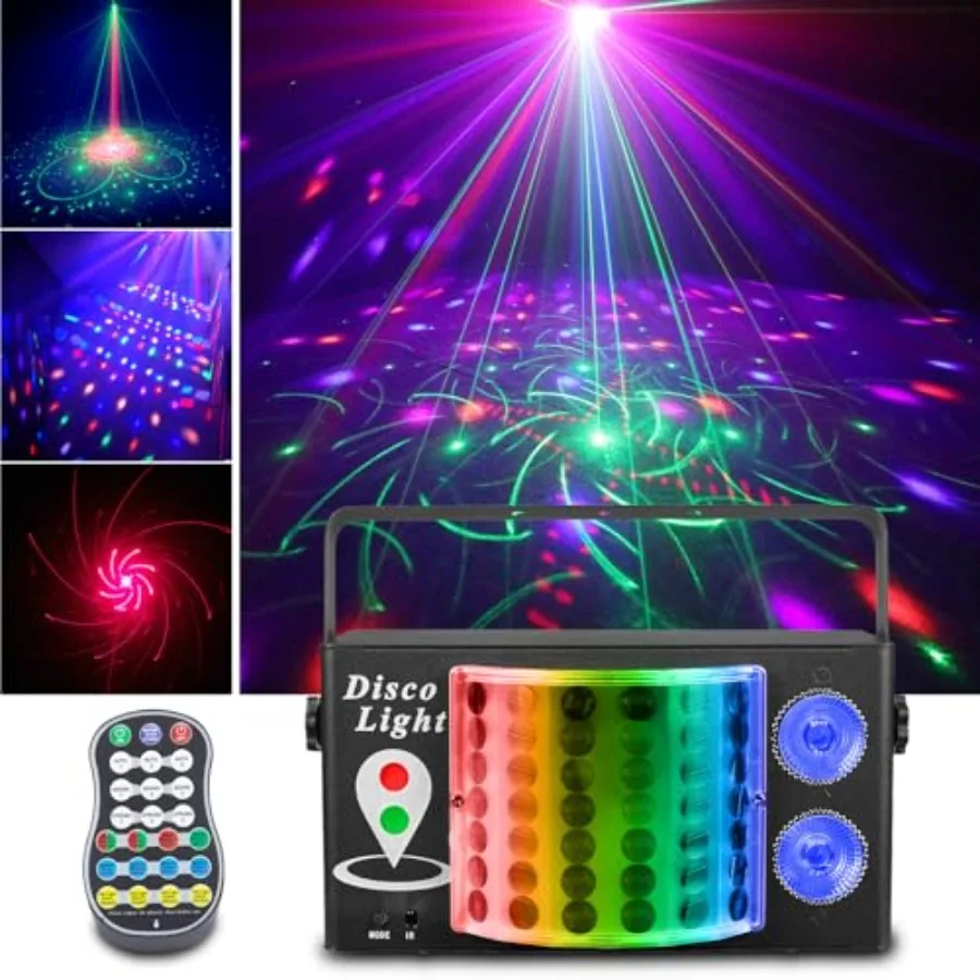 

3-in-1 Disco Party Light: LED DJ Strobe Speckle and Pattern Projector with Sound Activation and Remote Control DJ Stage Lightin