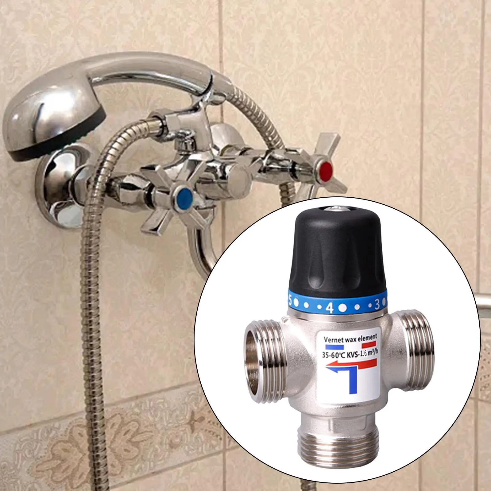 

Thermostatic Mixing Valve Dn20 Replace High Temperatures Resistant Easy to Use