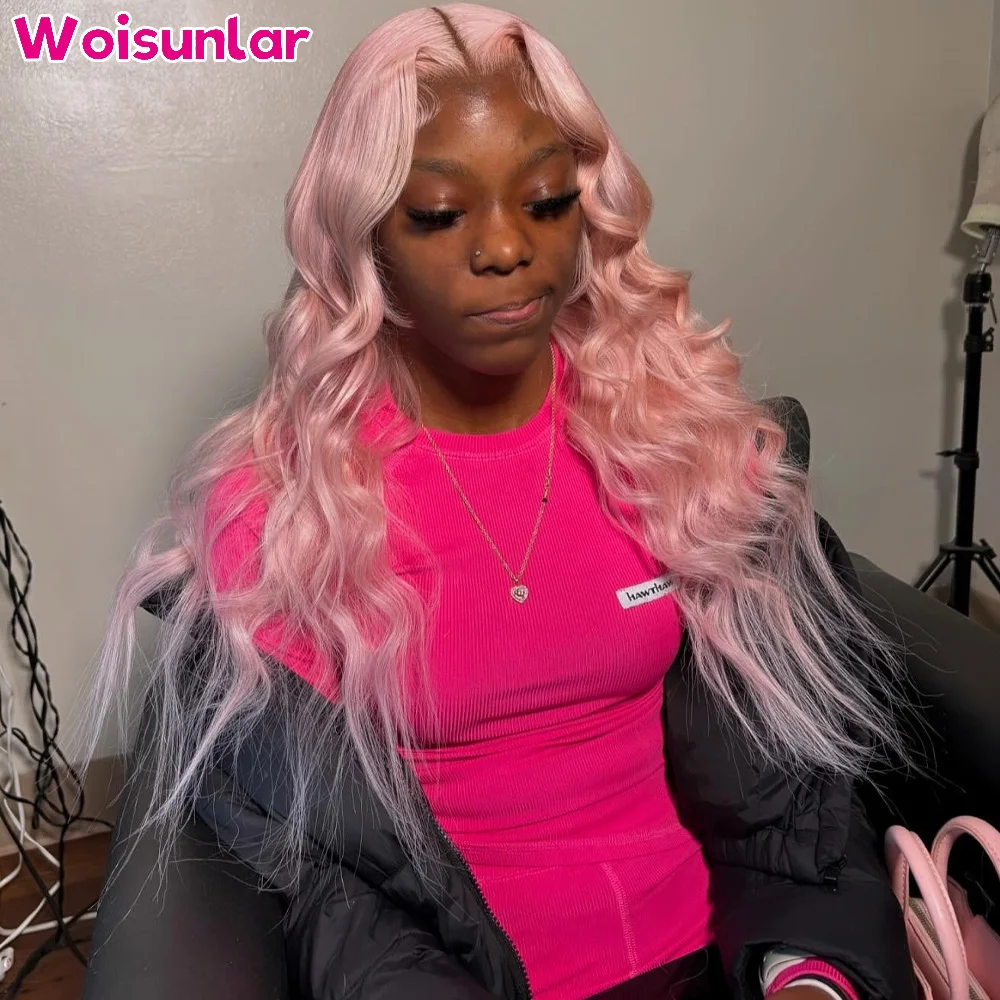 

32 36 inches pink Lace Front Wigs human hair 13x4 13x6 Transparent Lace body wave 180% 210% For women Human Hair Wigs 100%