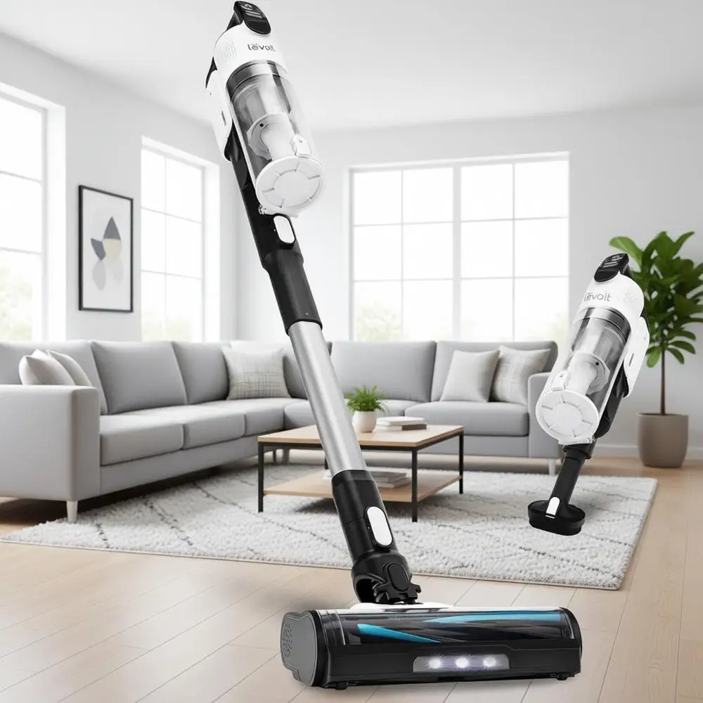 

Stick Vac with Bacterial-Resistant Design, Up to 50 Minutes, Powerful Suction, Rechargeable, Lightweight, Suitable for Tile, Car