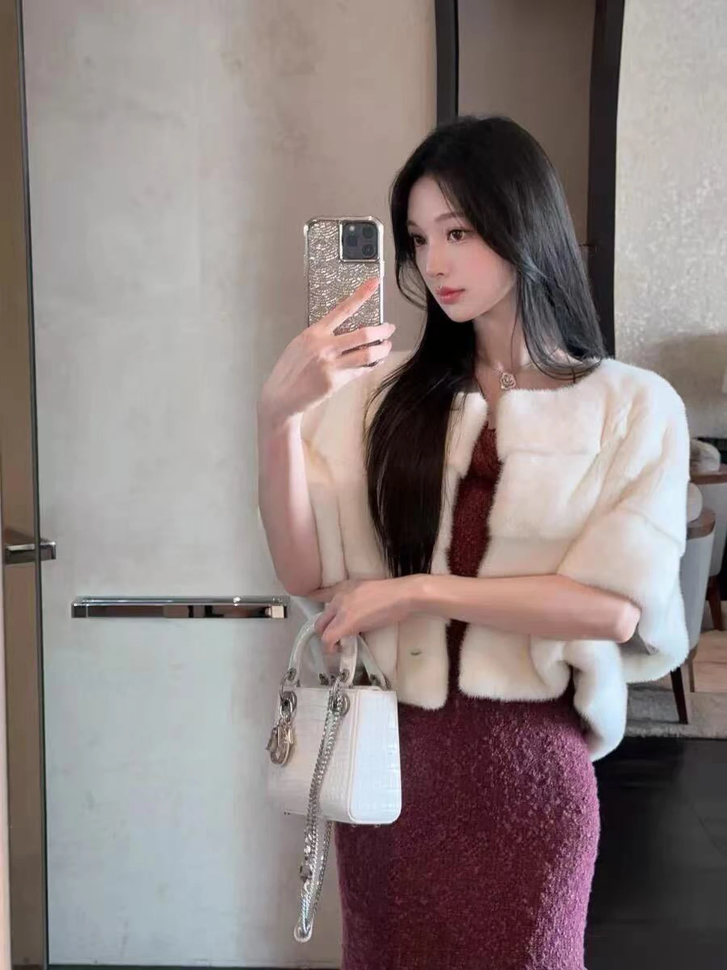 ort Fur Coat Women's Faionable Versatile Warmth Padded ort Pelt Cowl Ne Wrap Korean Sle Thiened round Collar Coat