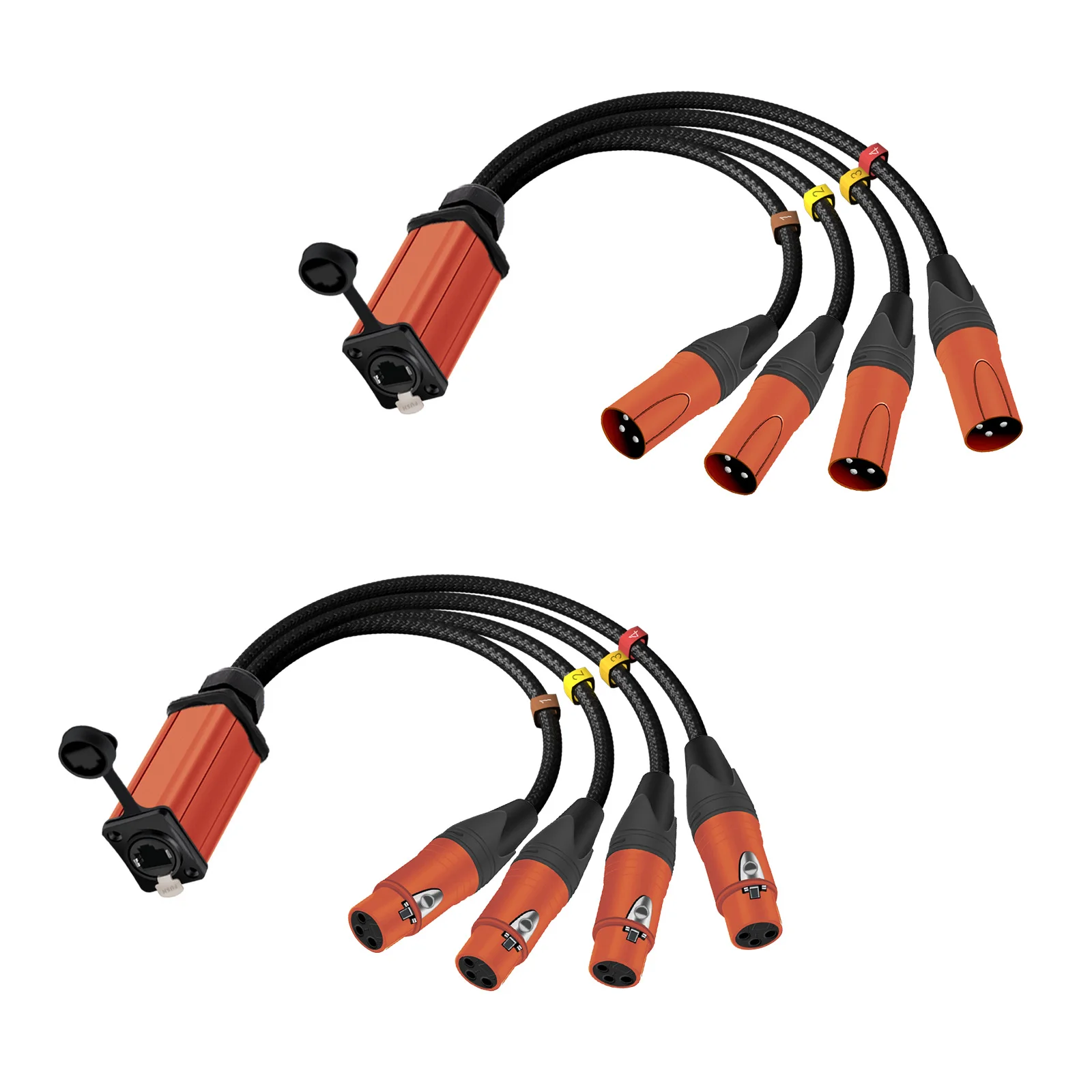 STP RJ45 CAT5/6 zu Audio 4-Kanal 3-Pin XLR Stecker/Buchse Multi-Netzwerk-Breakout-Extender für Live-Bühnen-Sound, Beleuchtung und Aufnahme – Detail 7