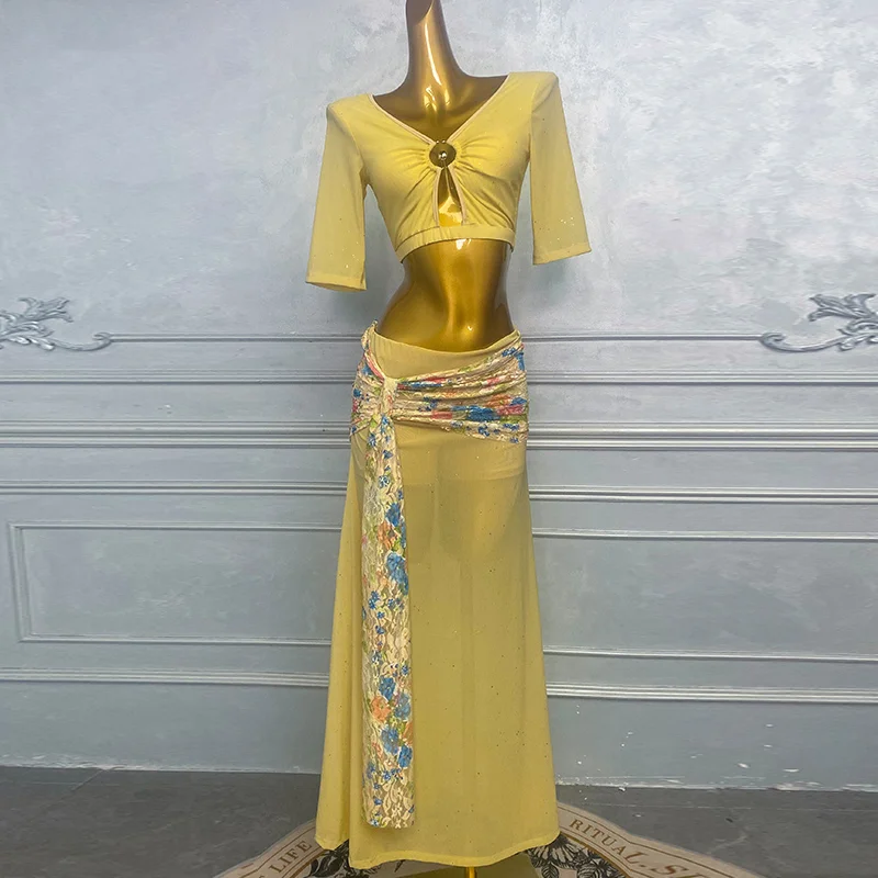 

Новый тренировочный костюм для танца живота, продвинутый сексуальный сетчатый комплект для взрослых и женщин, восточный танец живота, профессиональная одежда для выступлений