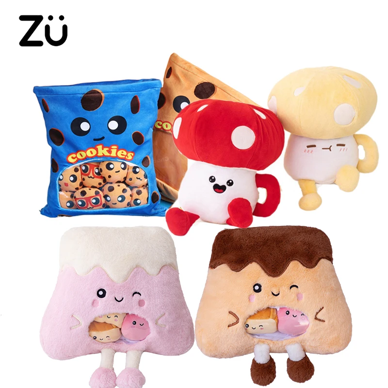 Mushroom Coffee Cookies Plush Toy Cute Fluffy Snacks Pudding Cake Alien Hug Pillow Kids Birthday Gift Sofa Home Decor