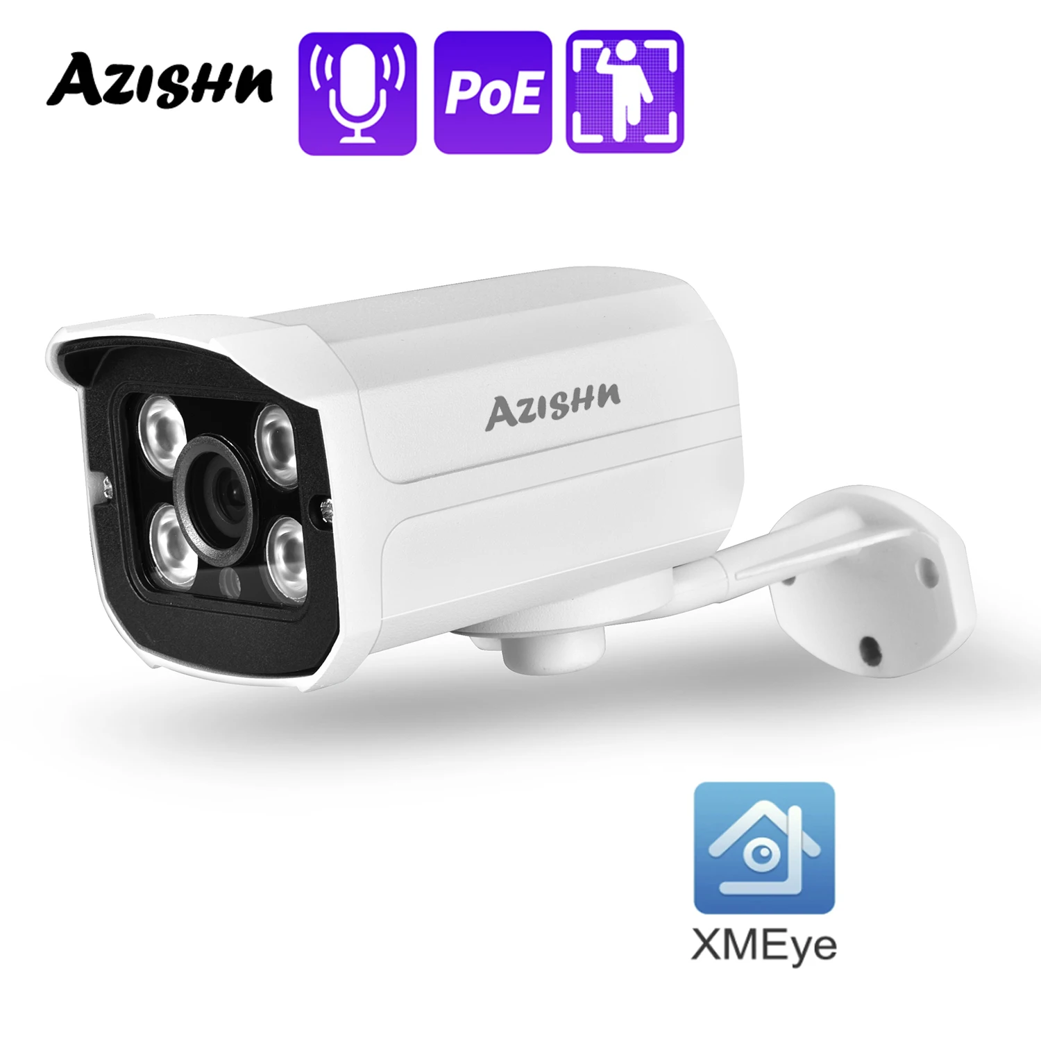 

XMEYE POE H.265AI Audio 5MP 4MP 3MP 2MP IP Camera Motion detection Metal Waterproof IP66 4Array IR LED Security CCTV Camera