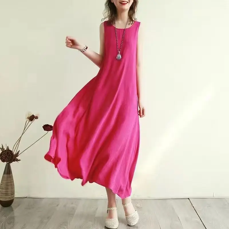 

Women's Round Neck Sexy Off Shoulder Solid Color Suspender Dress Summer High Street High Waist Party Club Elegant Dress L184
