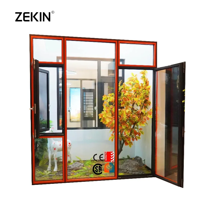 Customized Security Double Tempered Glass Hurricane-impact Proof Casement Window For Aluminum Casement Windows