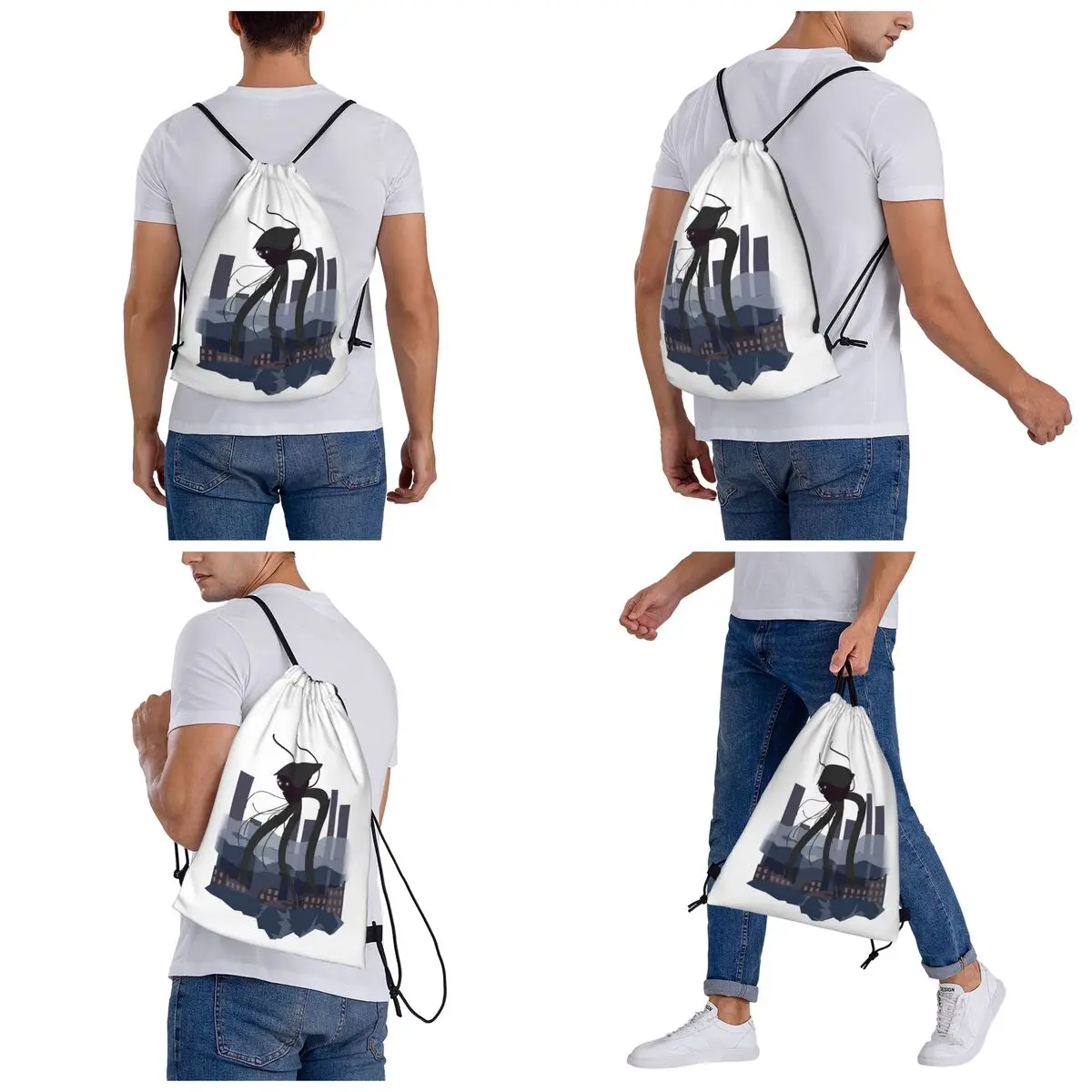 War Of The Worlds Martian Tripod Backpacks Portable Drawstring Bags Shoes Bag Book Bags for Man Woman School