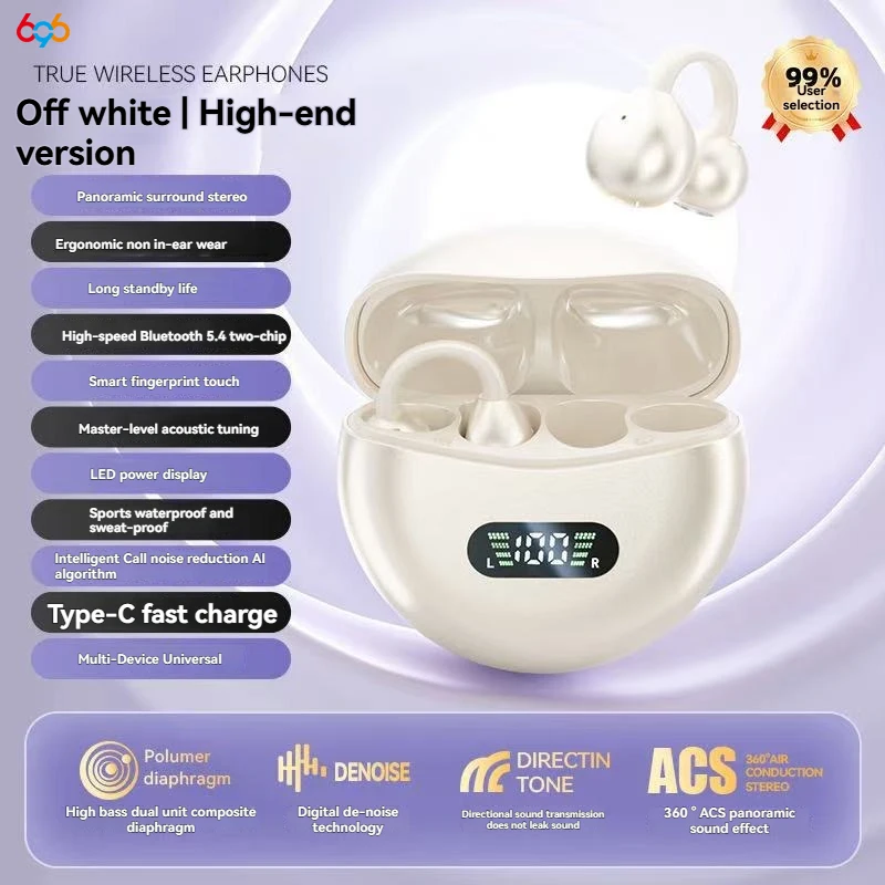 

Open Ear Clip Wireless Headphone Blue Tooth 5.4 Earbuds Sports Waterproof Earphones HD Call With Charging Case Weatproof