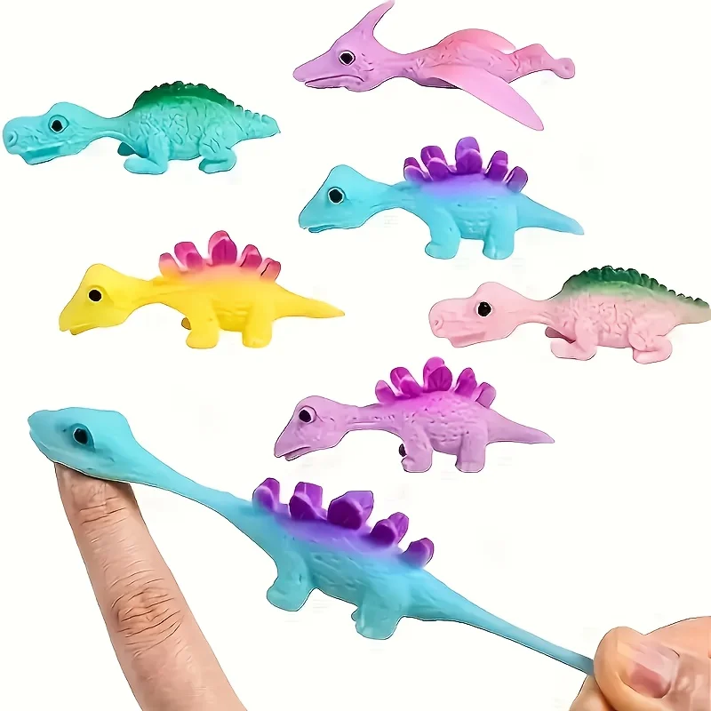 6/12/18/36pcs Mini Rubber Dinosaur Finger Slingshots - Colorful, Fun Prank for Class Rewards, School, Birthdays