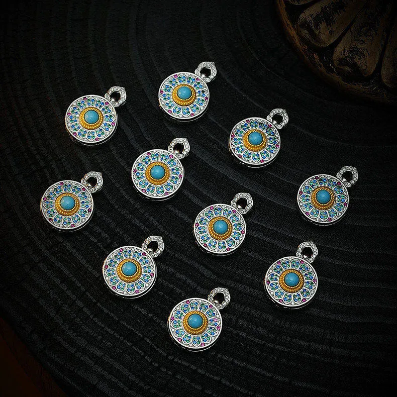 Rotatable Pendant Necklace 2026 Trendy Chinese Style Spiritual Amulet Inlaid Colorful Rhinestone 12 Chinese Zodiac Patron Buddha