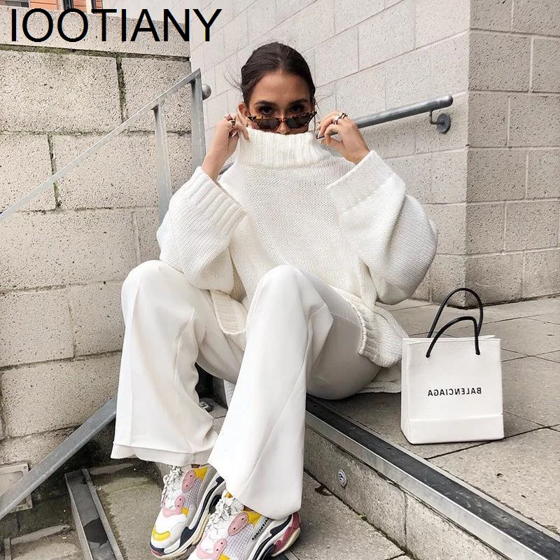 IOOTIANY Turtleneck Knit Sweater Dress Women White Long Spring 2023 Spring Autumn Winter Khaki Sexy Dresses Streetwear Jumper