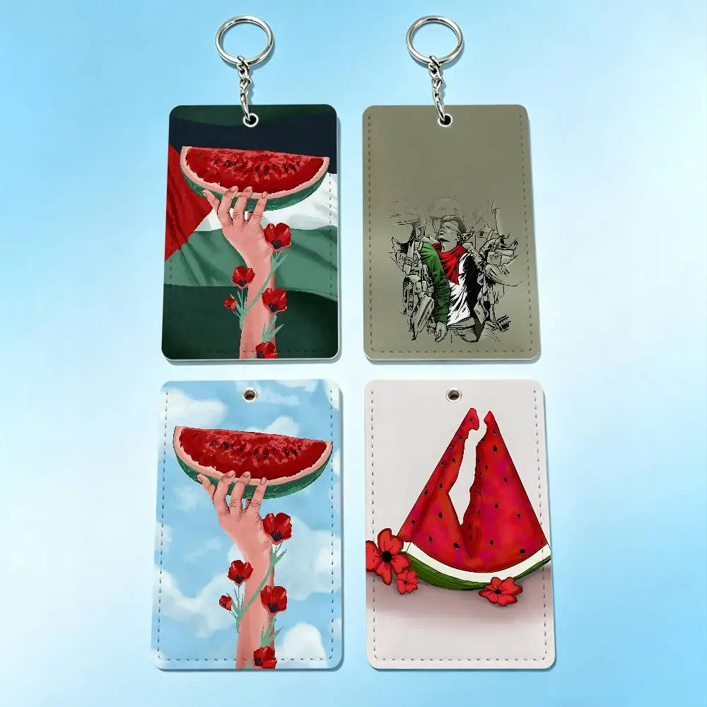 

P-Palestine-s F-Flag MAP Art Card Holder Men And Womenn Universal Antirust Keychain Learther Access Drop Key Tag Ring