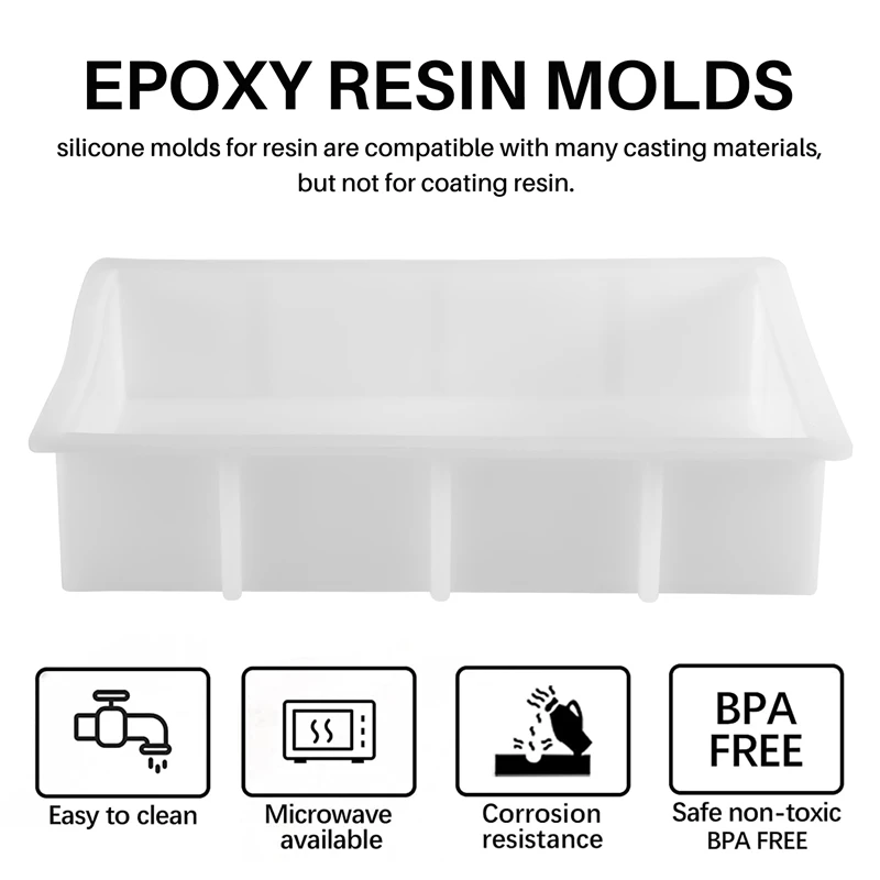 Large Resin Molds, Rectangle Silicone Molds for Resin Casting, Epoxy Resin Molds for Flower Preservation, Resin Crafts-FABY