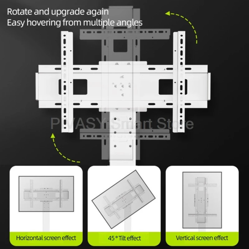 Mobile TV Stand with Wheels Rotatable Portrait Landscape Trolley for 26-60 Inch Screen All-in-One Monitor Live Height Adjust
