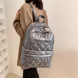 Fashion Nylon Quilted Women Backpack Cotton Padded School Bags for Teenager 2023 Large Travel Bag Backpacks Female Shoulder Bag