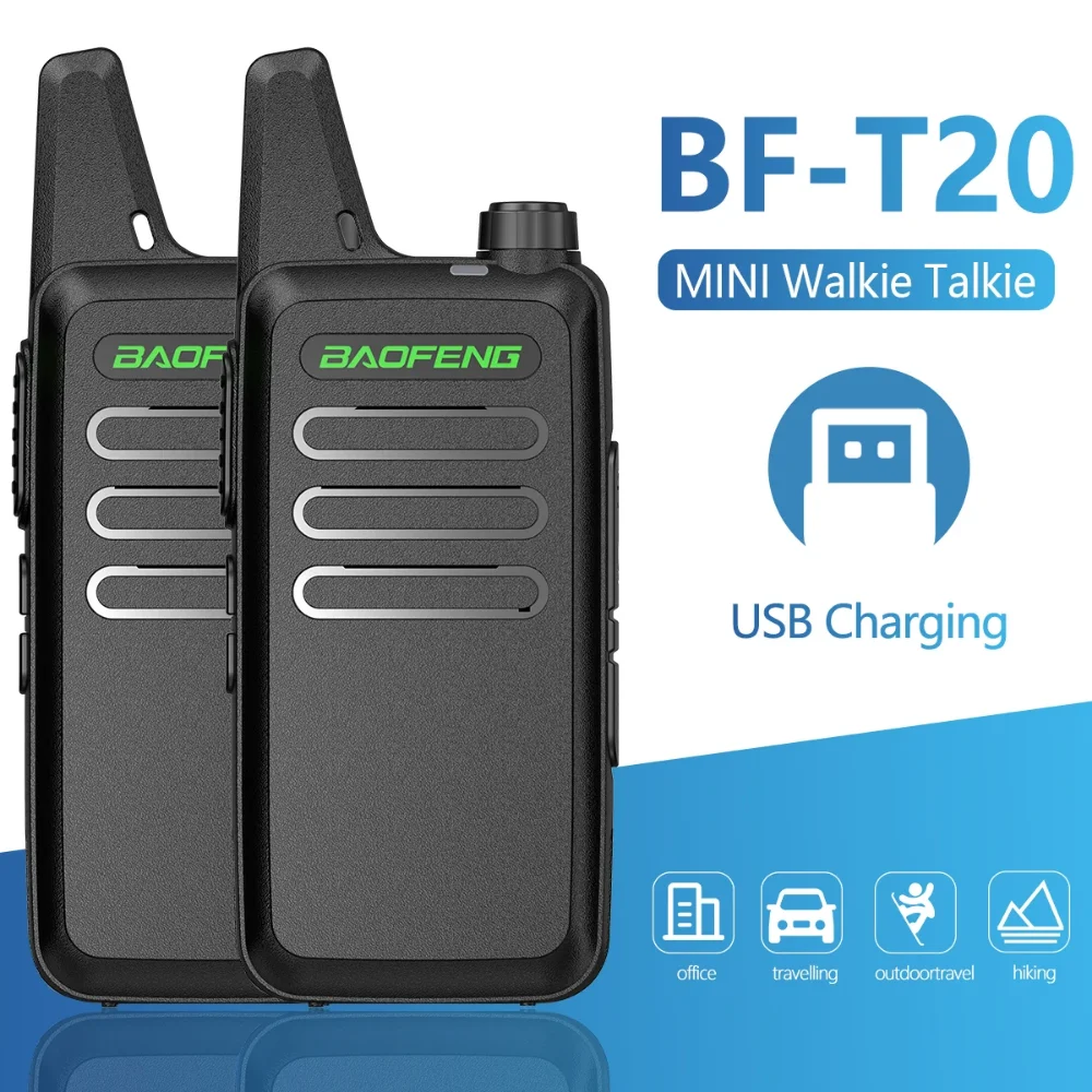 Baofeng BF-T20 5W Portable Mini Walkie Talkie VOX Charging USB For BF-C9 BF-888S KD-C1 Two Way Radio Station Hotel Hunting