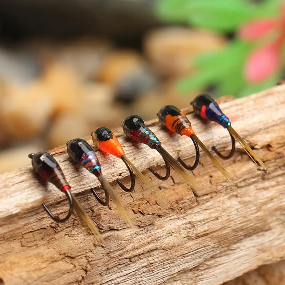 6PCS Tungsten Perdigon Nymph Beadheads Fly - Quick Sink for Rainbow Brown Trout Grayling Brook Trout Fishing