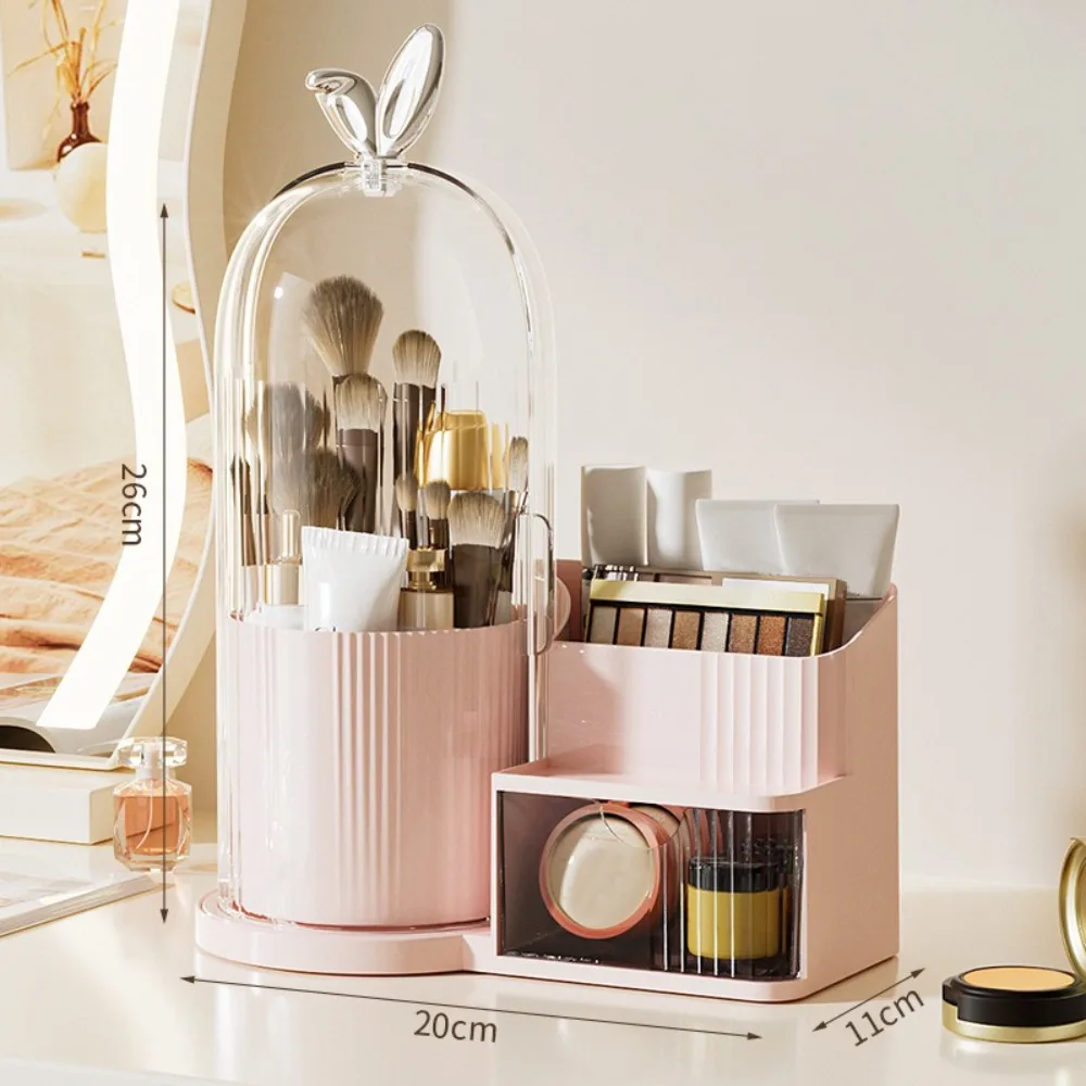 PP Makeup Brushes Storage Box 360° Rotating Large-capacity Drawer Storage Organizer Dustproof Multi-compartment