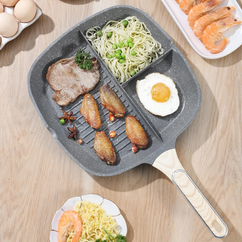 Sartén 3 en 1 para hacer crepes, sartén antiadherente para tortillas, huevos, carne, jamón, tortitas, cocina, desayuno