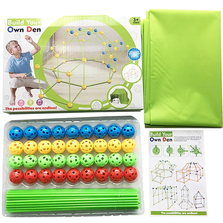 87pcs 51 Rods+36 Balls Tent Toy Building Kit, Fort Builder, Den Making Kit, Gift For Christmas, New Year And Birthday