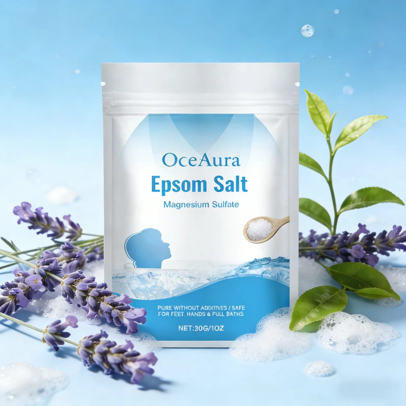 OceAura Epsom Salt Bath Stress Relief Dead Skin Remover Deep Cleansing Bath Soak Magnesium Moisturizing Body Relaxing Bath Salts