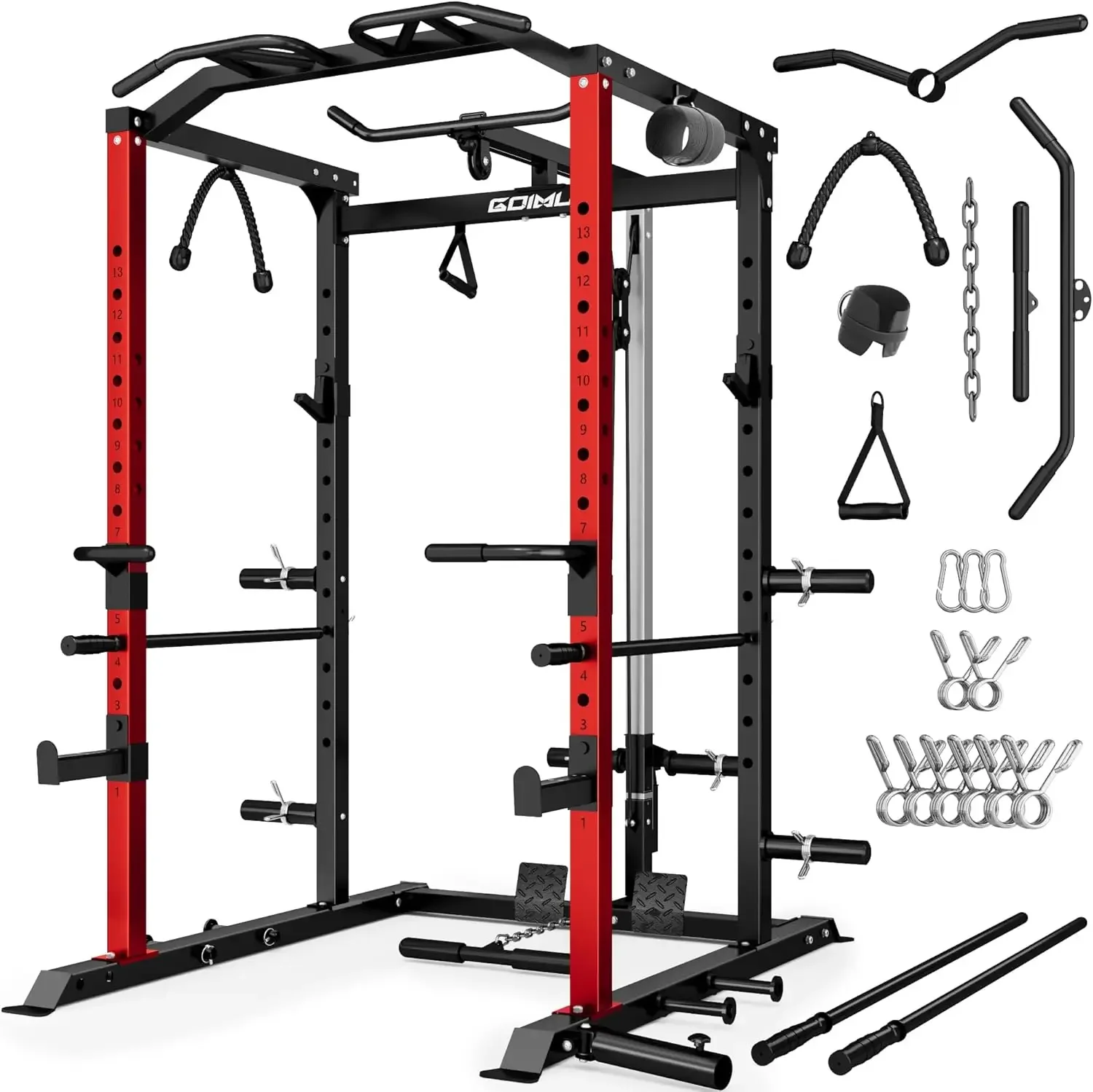 NEUER C1-V4 Power Cage, 2000LBS Squat Rack – LAT Pulldown, Multifunktions-Gewichtskäfig-Krafttrainingsgerät, Workout