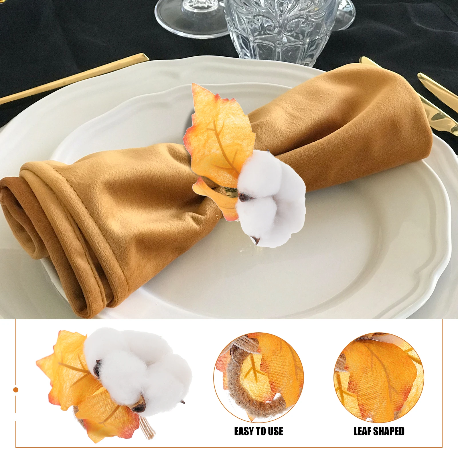 

Maple Leaf Napkin Rings Delicate Plastic Tissue Holders for Table Party Buckle Dinner Decor Thanksgiving Home Hotel Use