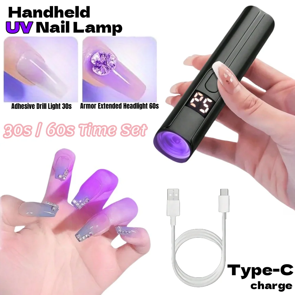 

1/2pcs Handheld UV Nail Lamp Portable LED Nail Light with Digital Timer Quick Curing Nail Polish Dryer Gel Baking Lamp for Home
