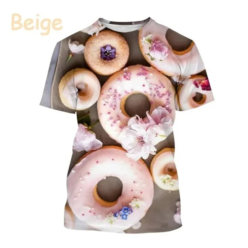 

New 3d Printed Doughnut T Shirt Women Men Summer O Neck Short Sleeve Fashion Fun Graphic T-shirts Harajuku Y2k Street Tees Top