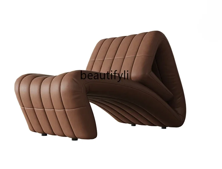 

Modern Minimalist Italian Leisure Chair Single Sofa Leather Folding Chair Leisure Designer Fist Recliner Living Room Furniture