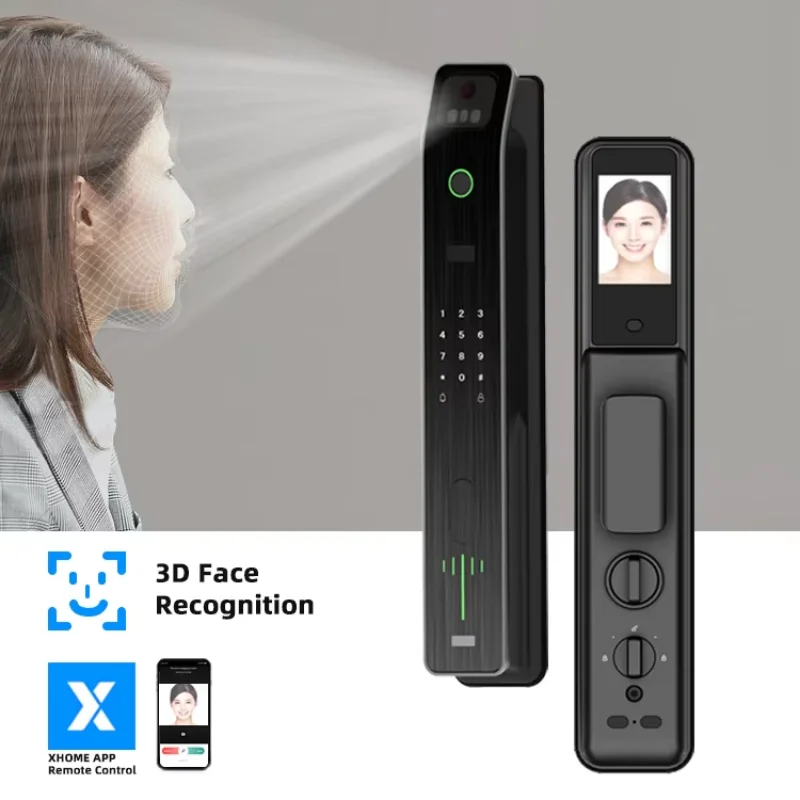 2024 Fingerprint Biometric 3D Face Unlock Smart Door Lock 3d Face Recognition Smart Lock With Eye Scanner