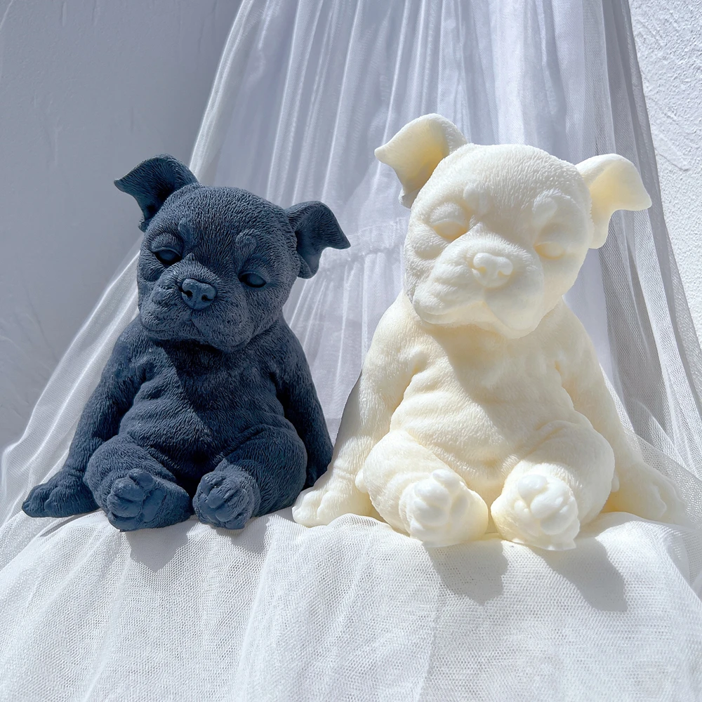 

Sitting Sleeping Boston Terrier Puppy Dog Candle Mold Animal Puppies Soy Wax Silicone Mould Dog Lover Home Decor