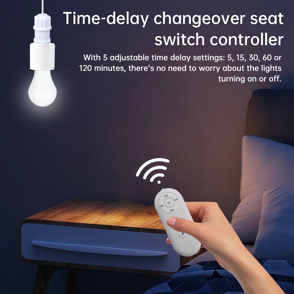 タイマースイッチ付きスマートワイヤレスランプホルダー,リモコン,電球のオン/オフ,インテリジェントソケット,範囲8m,110v,220v,e27
