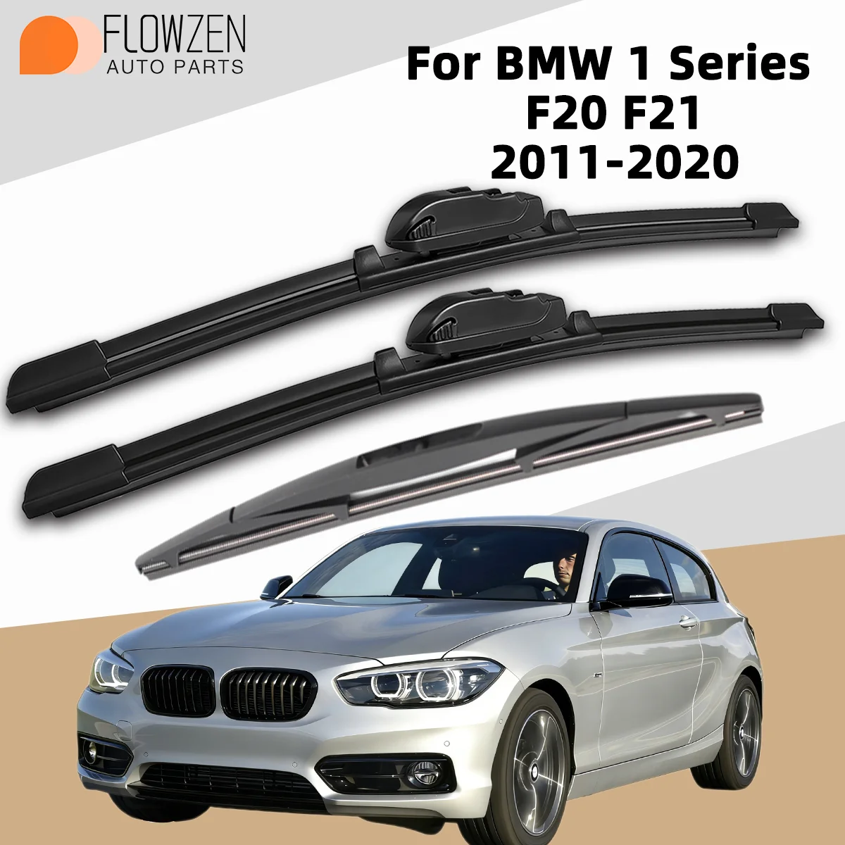

FLOWZEN 1/3PCS Rear Wiper And Front Windshield Wiper Kit For BMW 1 Series E81 E87 2004-2011 Wiper Kit Automotive Parts