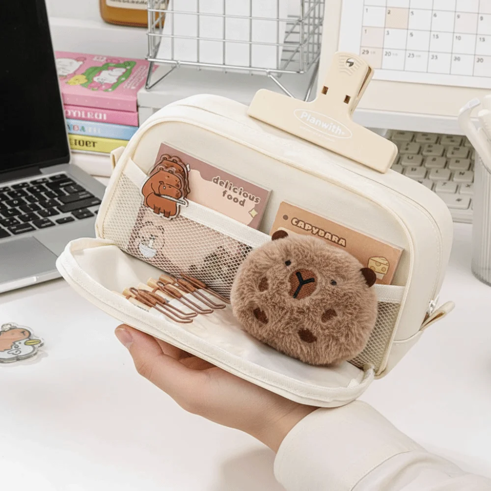 Large Capacity Pencil Bag Simple Design Multiple Sections Stationery Storage Practical Stylish Pencil Case Back To School