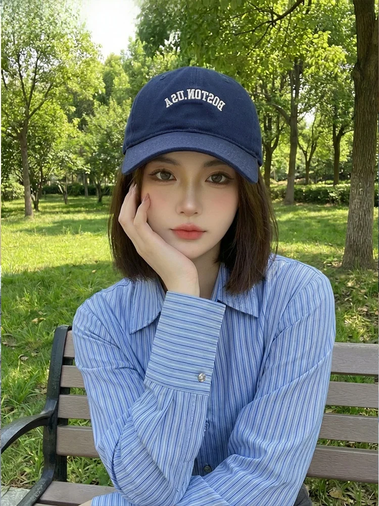 monstar-korean-style-wide-brim-small-face-appearance-baseball-cap-women-deep-crown-large-head-circumference-duckbill-hat