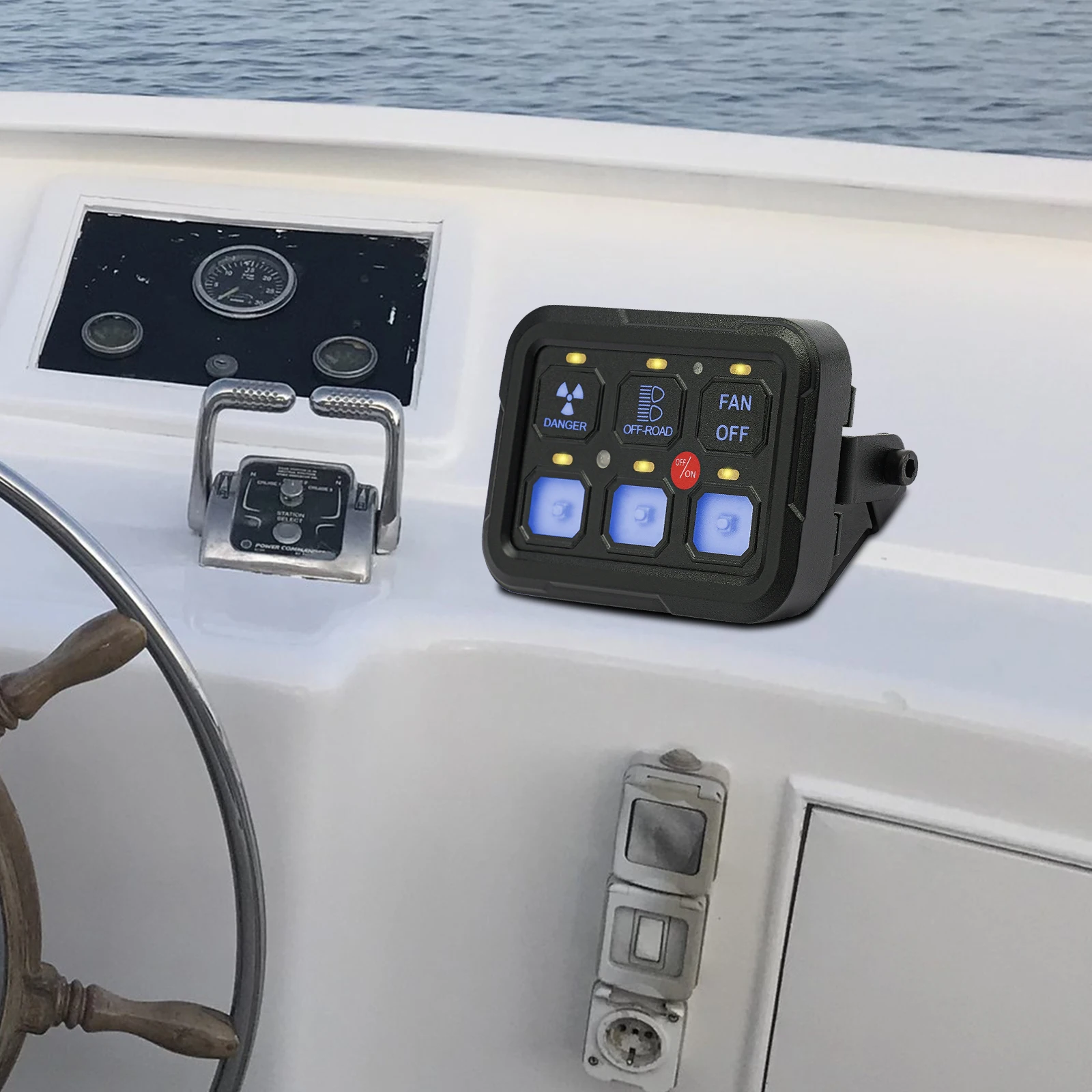 

Switch Panel Universal 6 Gang on-off Control Switch Panel Kit for SUV UTV Boat Caravan 12V DC 60A Maximum Current