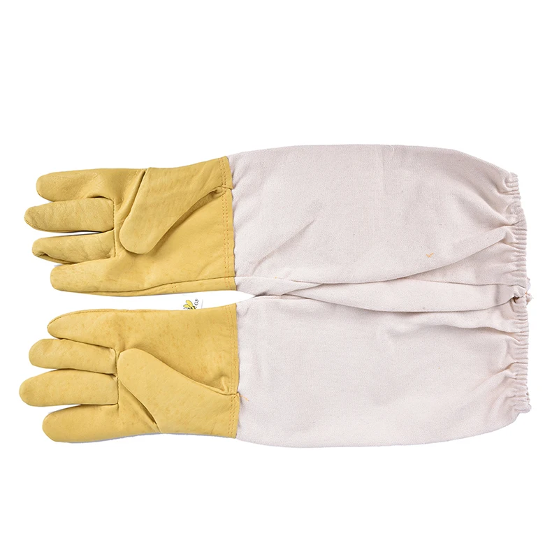 Guantes de protección de apicultura, manguitos largos, apicultor ventilado, colmena profesional, 1 par