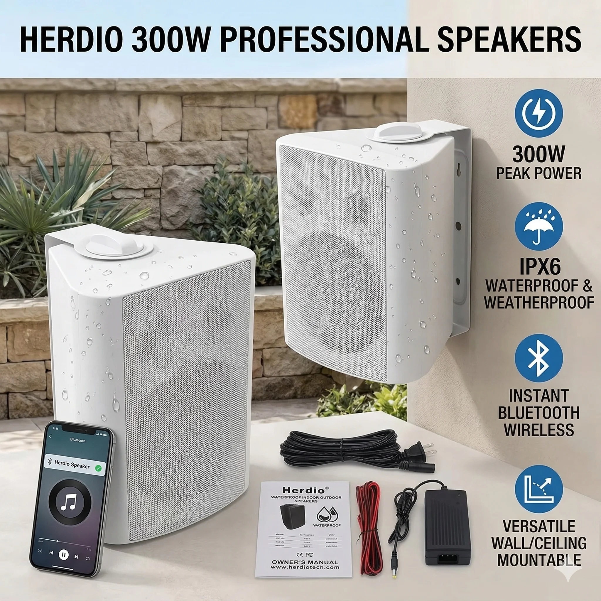 Gaming Console Apple - Herdio 5.25 Inch 300W Waterproof Wall