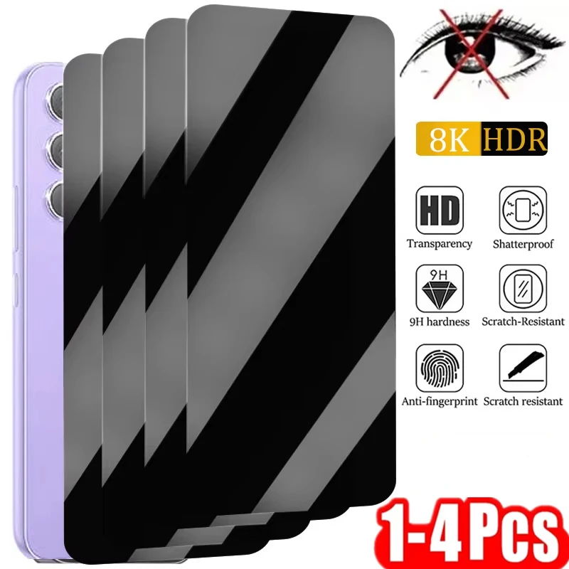 1-4 Stück Anti-Spionage-Displayschutz für Samsung Galaxy S24 Ultra S23 S21 S22 Plus A55 A35 A34 A15 A54 A51 A52 A52S 5G A53 A33 A14